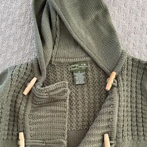 Olive Green Hooded Knit Toggle Cardigan